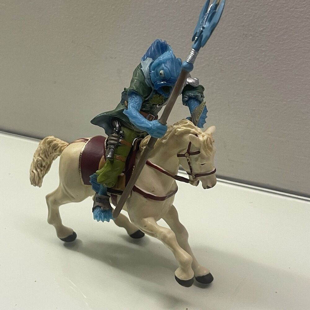 Papo 2009 Pirates and Cosairs Fish Mutant Action Figure+ White Horse With Saddle